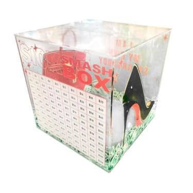 Imagem de Ｂｅｓｇａ Piggy Bank 10k Smash Box Diy Easy Way Way Divery Smash Saver Acrílico Caixa de economia de dinheiro para famílias para adultos Mulheres, Vermelho, 18cmx18cm