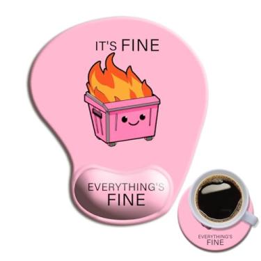 Imagem de Mouse pad ergonômico com descanso de pulso, tapete de mouse de gel de computador confortável suporte de pulso para laptop, mouse de alívio da dor com base de PU antiderrapante rosa