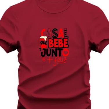 Imagem de Camiseta Peronalizada Casal Que BeBe Junto Vive Feliz - Hs, Vermelho, 