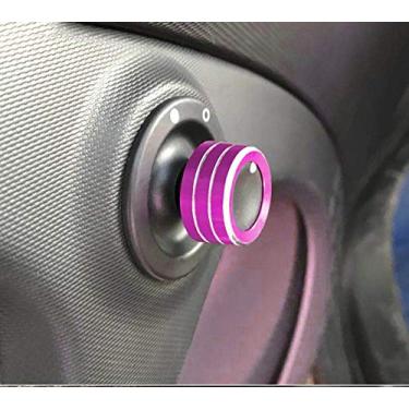 Imagem de SHIFENG Adesivo de anel de acabamento de botão de ajuste de espelho retrovisor de alumínio para Mercedes-benz New 453 Smart fortwo forfour acessórios (roxo)