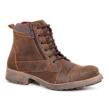 Imagem de Bota Coturno de Couro Masculino Cano Medio Segura Para Trilha Trabalho