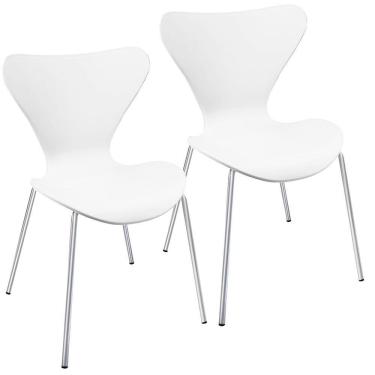 Imagem de Kit 2 Cadeiras Jacobsen Polipropileno Sala Jantar Base Metal - Branco