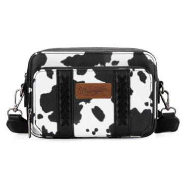 Imagem de Bolsa tiracolo Montana West Wrangler Cow Print em material vegano pret