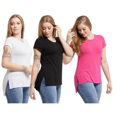 Imagem de Kit 03 Camisetas Feminina Viscolycra Mullet Tampa Bumbum - Konoa, Bran