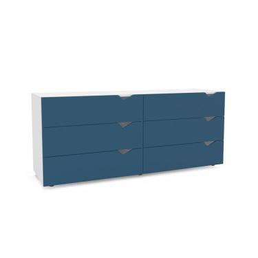 Imagem de Cômoda Porto 6 Gavetas Azul e Branca