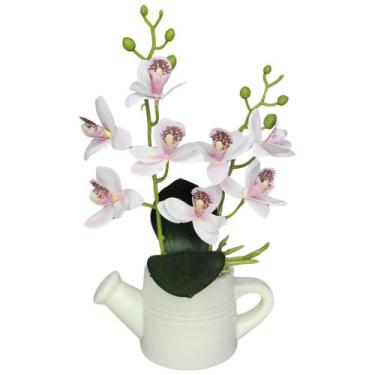 Imagem de Arranjo de Flores Artificiais com Caixa de MDF (29cm) - Goryane, Branc