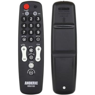 Imagem de Anderic Controle remoto universal para hospitalidade - 1 dispositivo - apenas TV - ótimo para idosos/hotelaria/hotéis/motéis/resorts - Chaves jumbo RRH100 (1 pacote)
