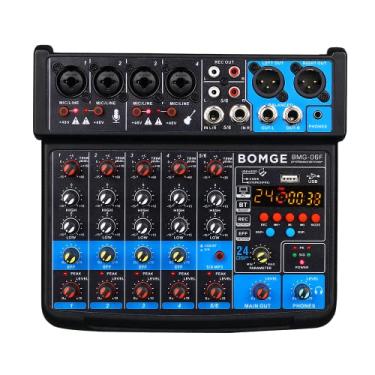 Imagem de BOMGE Console De Mixagem De Som Mini Dj Audio De 6 Canais Com Interface Usb, Bluetooth, Gravação Estéreo, Alimentação Fantasma De 48 V, 24 Efeitos Dsp Para Karaokê, Canto, Ao Vivo, Streaming, Gravaç