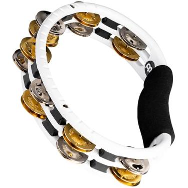 Imagem de Meinl Percussion Pandeiro tradicional, formato de meia lua portátil com moldura sintética — NÃO fabricado na China — Jingles de liga dupla de fileira dupla, garantia de 2 anos (TMT1M-WH)