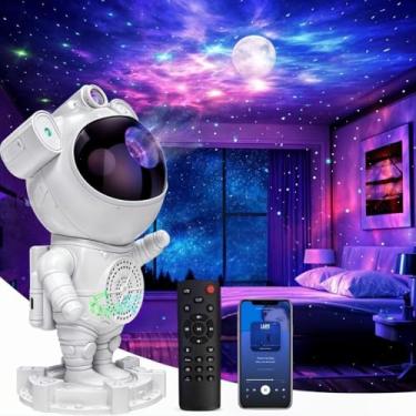 Imagem de Projetor Luminária Astronauta Galáxia Estrelado LED Relaxante com Temporizador Controle Remoto e Bluetooh Música