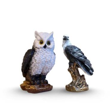 Imagem de Kit Coruja e Gavião Espanta Pombos Pardal Maritaca Morcego Pintura Exc