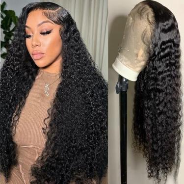 Imagem de Manorshen Peruca De Renda Frontal Com Ondas Profundas, 20 Polegadas, 13X6, Molhada E Ondulada, Brasileira, Virgem, Cacheada, Sem Cola, Cabelo Humano, Pré-Depilado, 180% Denisty Baby Black Natural