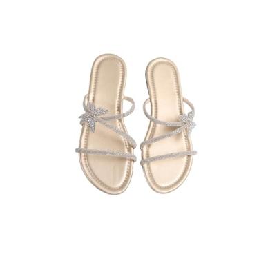 Imagem de OYOANGLE Sandálias Femininas De Salto Alto Com Strass Brilhantes E Tiras Finas, Estilo Slip-On, Rasteirinhas, Casuais, Prateadas, 9