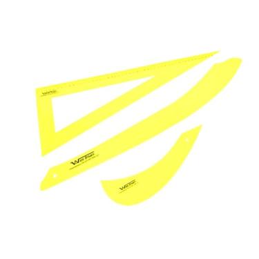 Imagem de Kit Régua de Modelagem para Costura e Corte de Tecido Esquadro profissional(Amarelo)