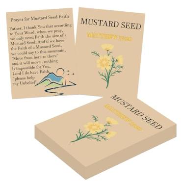 Imagem de Well tile Pacote com 100 cartas sagradas de semente de mostarda cartão de oração cristã 8,2 × 11,8 cm - Kraft Cartas de fé dupla face Matthew 17: 20 Faith Prayer Kit