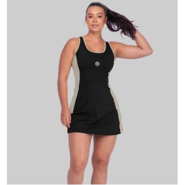 Imagem de Vestido Feminino Esportivo De Beach Tennis Bicolor Modelo Regata Short