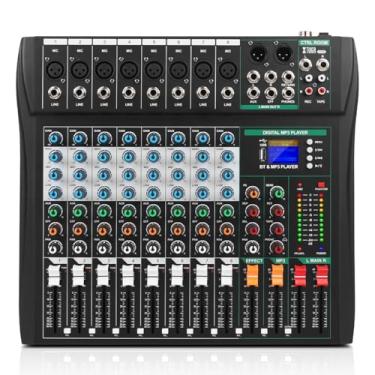 Imagem de XTUGA Mixer De Áudio Para Pc Dj, Placa Som, Console, 8 Canais, Efeitos Digitais Integrados, Interface Estúdio Bluetooth Com Alimentação Fantasma 48 V, Entrada E Saída Rca, Equalizador Mp3 (Ct-8)