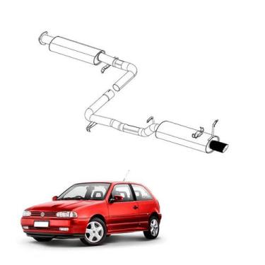 Imagem de Kit Completo Escapamento Gol 1.6 e 1.8 1997 a 1999 Ponteira - Pioneiro