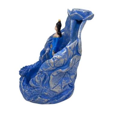 Imagem de Incensário Cascata Folha Iemanjá Umbanda 12 Cm ul Claro Em - Lua Místi