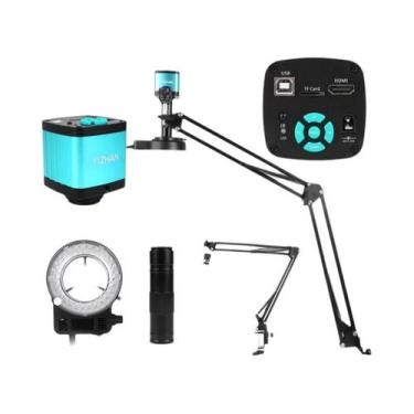 Imagem de Microscópio Digital Com Zoom De Montagem C De 13MP 1-150X Com Suporte 