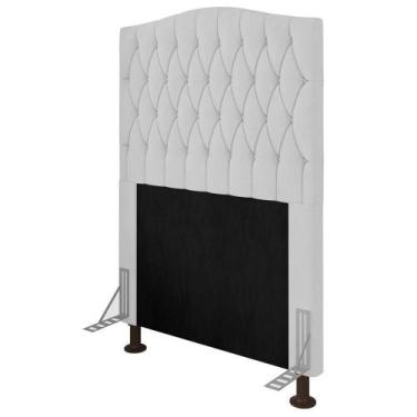 Imagem de Cabeceira Cama Box Solteiro Greta 90Cm Com Frame Branco - ABMAZA