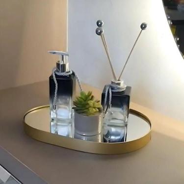 Imagem de Bandeja Decorativa Espelhada  Formato Orgânico 33x23cm Luxo - Decorart