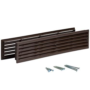 Imagem de INTERNAL VENTS Ventilação de porta para portas interiores de 41 cm x 7,62 cm - Persianas de porta de dois lados | para banheiro, armário | Grade de saída de ar de plástico | Dimensões externas 44 cm x 9 cm para abertura de 41 cm x 7,62 cm (marrom)