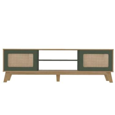 Imagem de Rack Artely Charlotte 55x180x40cm Para TV até 75", CARVALHO/MENTA