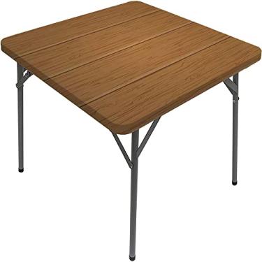 Imagem de CESGFC Toalha de mesa quadrada de madeira, estampa de textura de prancha de madeira, borda elástica, capa de mesa de jantar interna/externa, adequada para mesa quadrada de 89 cm x 89 cm