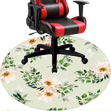 Imagem de Tapete de cadeira de escritório com flores, textura de flor, tapete de cadeira de mesa para piso de madeira de escritório em casa, protetor de piso de pilha baixa, redondo de 91 cm