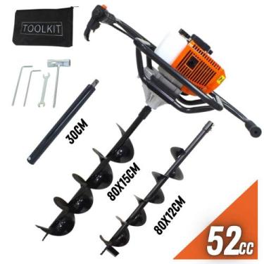 Imagem de KIT Perfurador de Solo Vulcan VPS520-S com Broca 80x15cm + Broca Extra