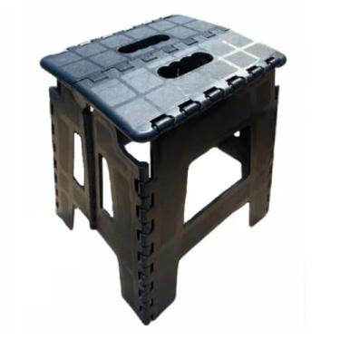 Imagem de Banqueta Dobrável Plástica, Suporta 100 Kg, Portátil, 32 x 25 x 21 cm, Preta