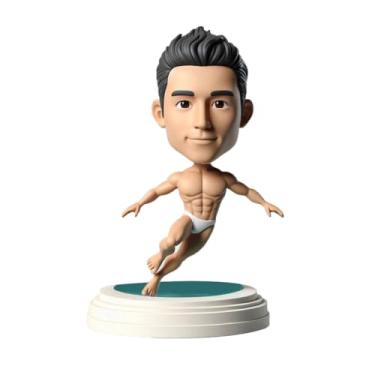 Imagem de Bobblehead de mergulhador personalizado em pose de mergulho atlético, presente perfeito para membros da equipe de natação, treinadores de fitness, entusiastas de estilo de vida, ornamento esportivo de