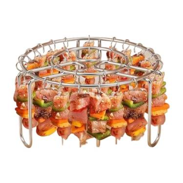 Imagem de Grelhas para Fritadeira a Ar | Grelha de Espetos Inoxidável Para Fritadeira a Ar - Aço Inoxidável Resistente ao Calor, Antiferrugem e Antiaderente para Churrasco, Legumes, Carnes, Peixe e Camarão