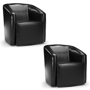 Imagem de Kit 2 Poltronas Stella Max Corano Base Giratória - D'rossi Cor Preto