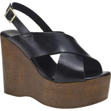 Imagem de Sandália Anabela Feminina Salto Alto Leve Confortável - LAZZLU, Preto,