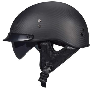 Imagem de VCOROS capacete de motocicleta de fibra de carbono aberto face protetor solar Crusie (preto, GG)