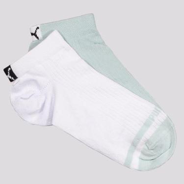Imagem de Kit Meia Puma Sapatilha 2 Pares Feminina Branca e Verde, 34-39