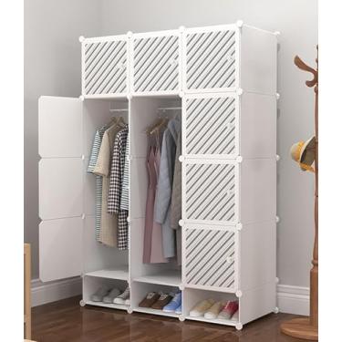 Imagem de Guarda-roupa Portátil Cubo Modular De Plástico Dobrável Armário De Armazenamento De Sapatos Prateleira Organizadora Para Corredor Quarto Entrada Sapateira Prateleira Para, 111x47x165cm