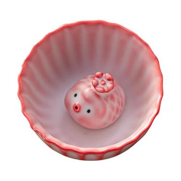 Imagem de SiaBiced Xícara de chá de cerâmica com bichinho de chá elegante miniatura figura peixe bolha xícara de, Redondo