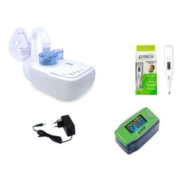 Imagem de Nebulizador E Inalador Silencioso Sem Barulho + Oximetro Pediatrico + 