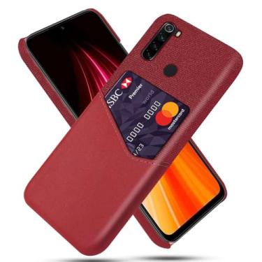 Imagem de Capa para Xiaomi Redmi Note 8,Tela e tampa de couro PU,Antideslizante,360°cobertura completa à prova de choque com 1 slot de cartão atrás,Prevenção de queda-Red