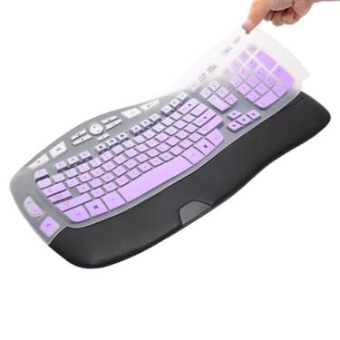 Imagem de Capa de teclado para teclado Logitech K350 MK550 MK570 sem fio, protetor de teclado de silicone à prova d'água para acessórios de proteção de teclado Logitech K350 MK550 MK570 (roxo gradiente)