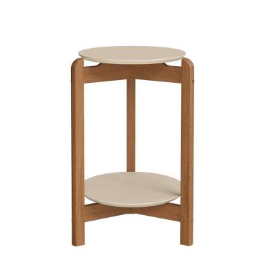 Imagem de Mesa Lateral Lizz Redonda - Casa D Off White/Cedro
