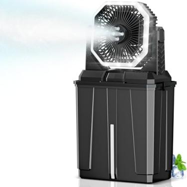 Imagem de Ventilador de neblina portátil, refrigerador externo recarregável, ventilador pessoal operado por bateria com 3 velocidades e balde de 8 L para pátio, acampamento, caminhada, quintal, viagem, mesa