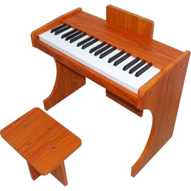 Imagem de Piano Digital Infantil de Madeira 37 Teclas com Estante e Banco Rhythmic