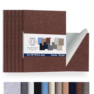 Imagem de WoveN SounD Painéis acústicos grandes, alta densidade, amortecimento de som, bloqueador de ruído decorativo azulejos de parede de feltro para tetos, escritório em casa e sala de jogos (marrom vermelho