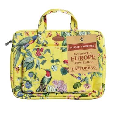 Imagem de Capa para laptop Maison d'Hermine com bolso frontal de até 34,3 cm Lona de algodão repelente de manchas e água - Eden - Amarelo