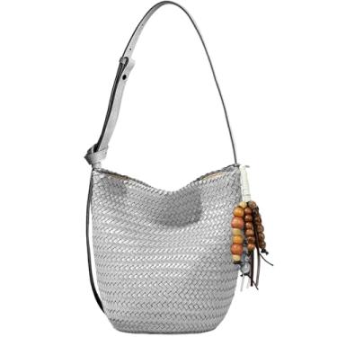 Imagem de JINMANXUE Sacola de tecido para mulheres, bolsa feminina e bolsas, bolsa fashion para cesta de vegetais, bolsas transversais de ombro casual, Cinza ágata