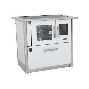 Imagem de Fogão a lenha eclipse esquerdo branco chapa vitroceramica n2 - Fornos 